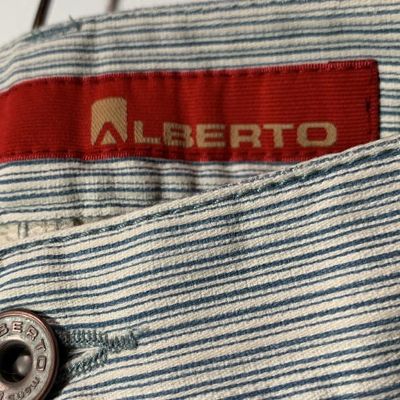 Alberto Mens White/Blue/Gray Multistripe Pants - Picture 7 of 9
